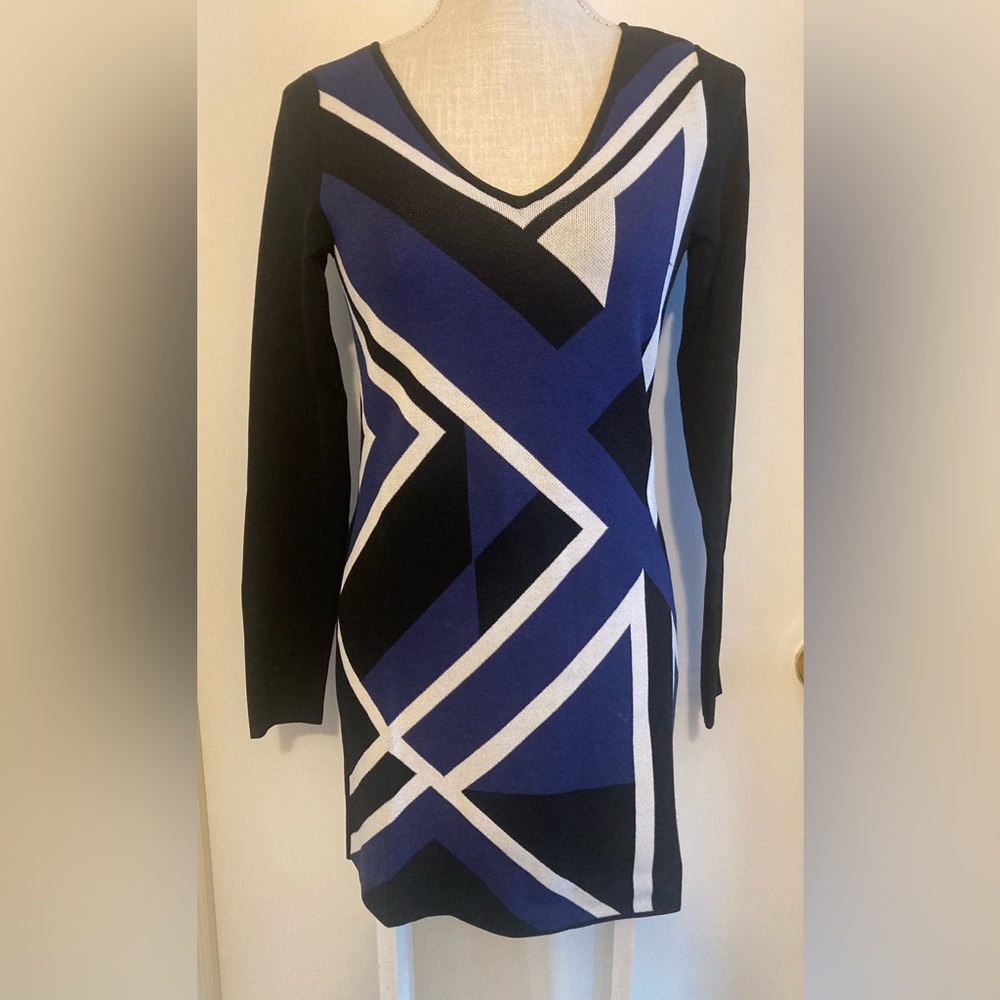 I.N.C. Geometric Patterned Long Sleeve Kit Mini Dress